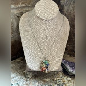 Silver Moon Chakra Stone Necklace